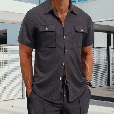 Button Down Shirt with Turn-down Collar