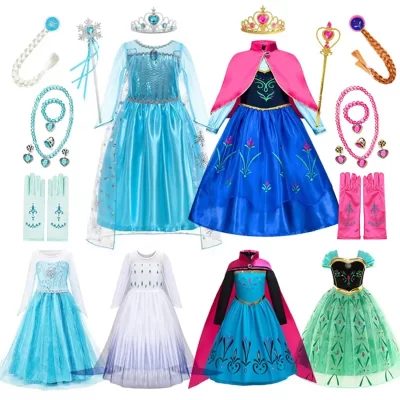 Elsa Anna Girls Princess Costumes