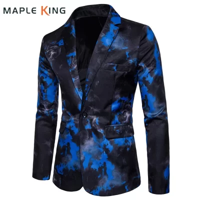 Single Button Print Blazer Jacket