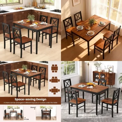 Mid-Century Wooden 5-Piece Dining Set